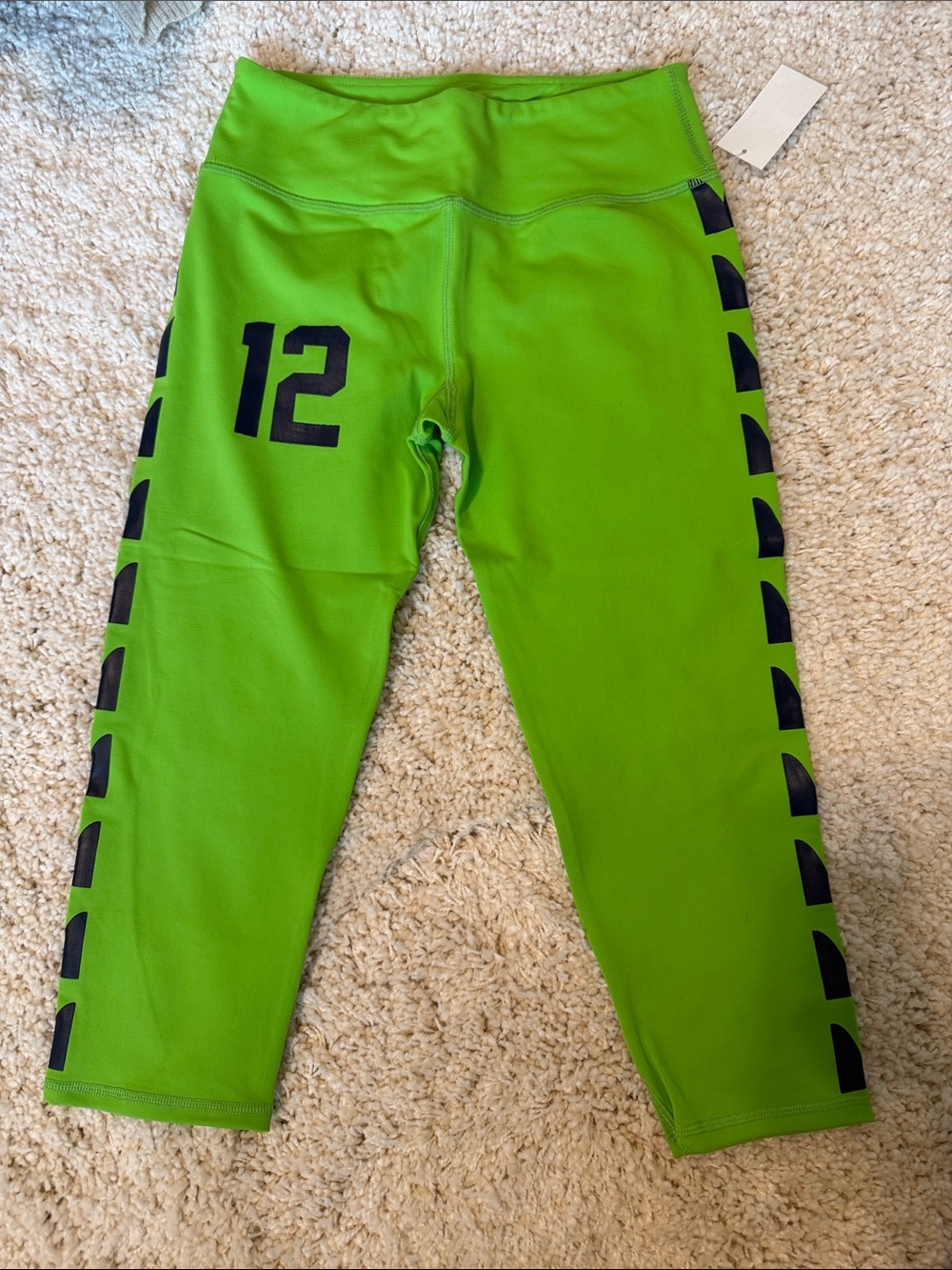 Women’s small green blue 12th man Seahawks football Capri leggings workout